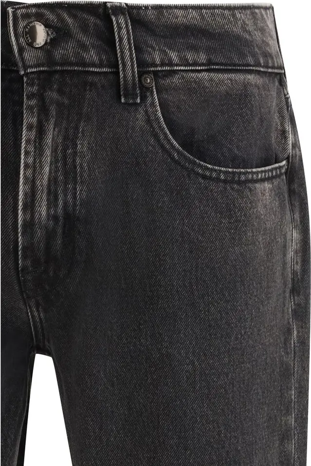 Black Cotton Straight-Leg Jeans