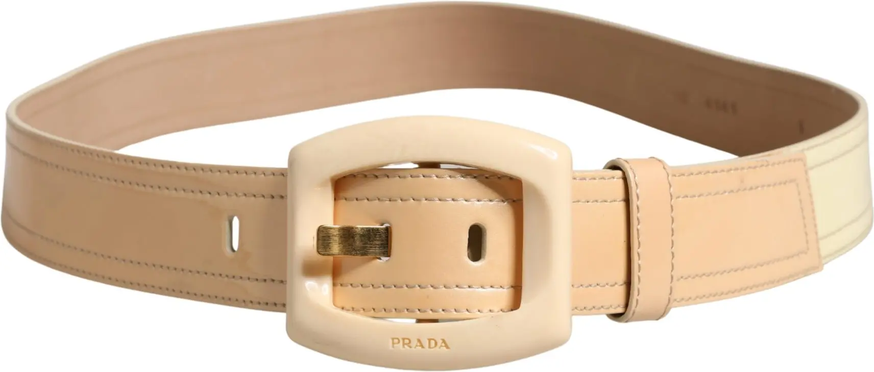 Leather Logo Wide Waist Belt Prada