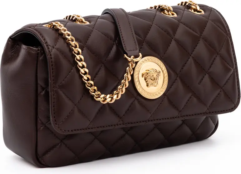 Shoulder bag Versace Brown Quilted Leather Shoulder Strap Bag