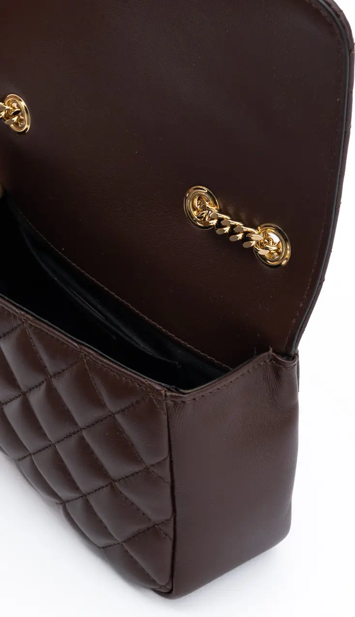 Shoulder bag Versace Brown Quilted Leather Shoulder Strap Bag