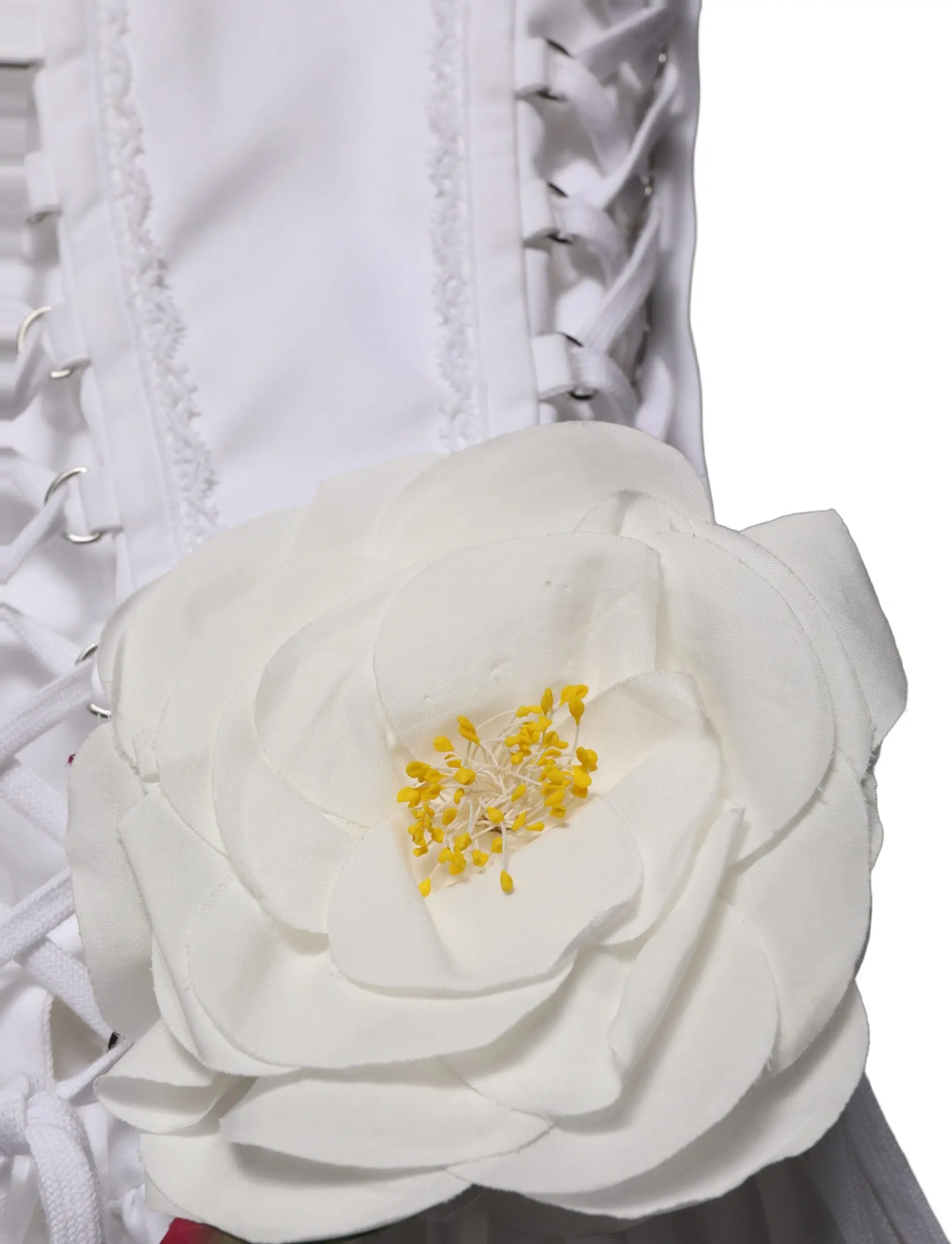 Dress Dolce & Gabbana White Cotton Gabardine Bustier Midi Dress