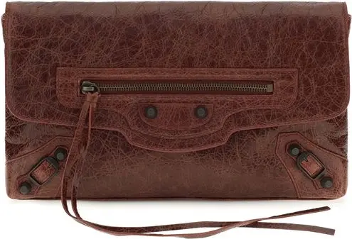 Клатч Balenciaga бордового цвета из овечьей кожи